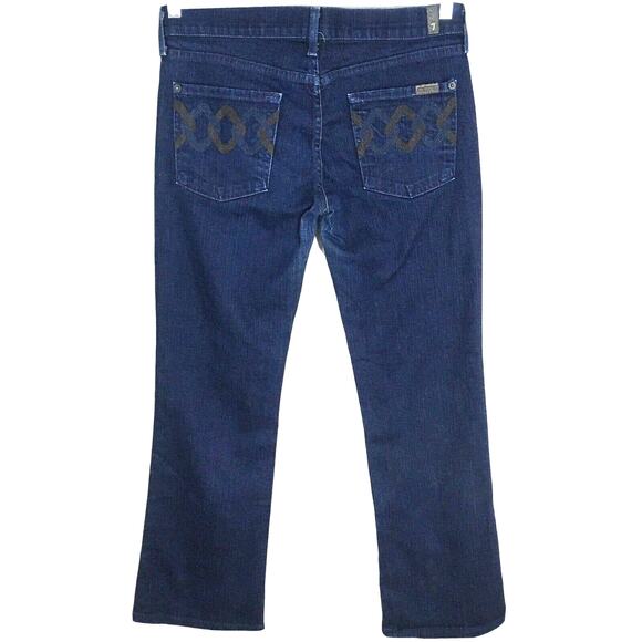 7 For All Mankind Bootcut Jeans Denmark Chain Link Embroidered Pockets Size 29 S - Picture 1 of 13